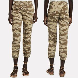 Nili Lotan French Military Cropped Jogger Pants in Khaki Tiger Camo Women’s 10